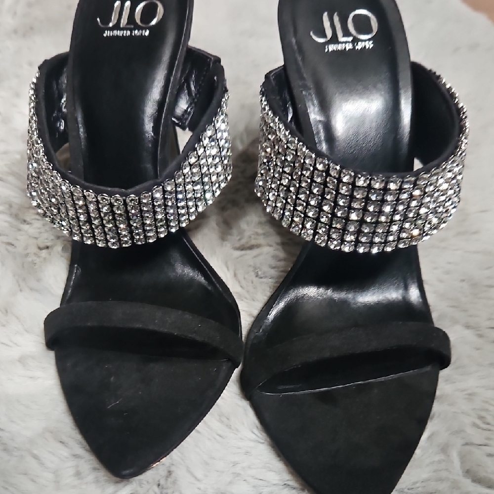 Jennifer Lopez Black Rhinestone Women's Heels